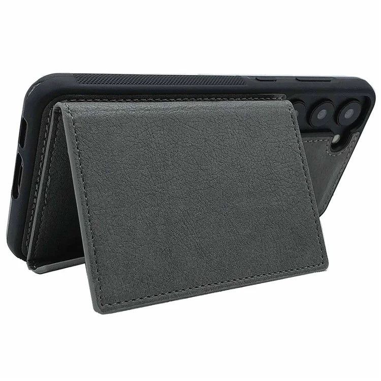 For Samsung Galaxy S22+ 5G Case Leather Phone Back Cover Detachable Card Holder Kickstand