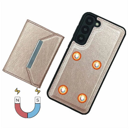 For Samsung Galaxy S22+ 5G Case Leather Phone Back Cover Detachable Card Holder Kickstand