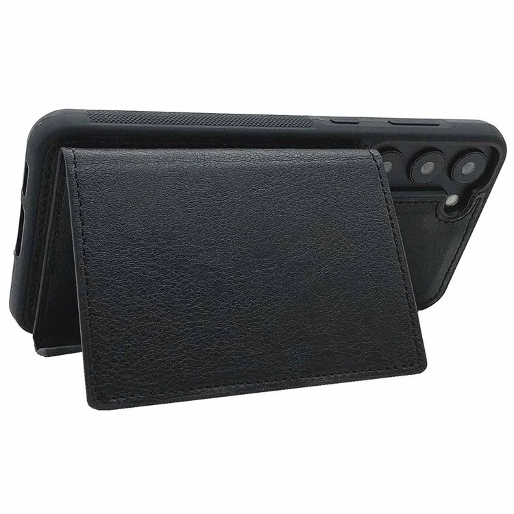 For Samsung Galaxy S22 5G Case with Detachable Card Bag Leather+TPU Phone Cover Kickstand