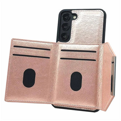For Samsung Galaxy S22 5G Case with Detachable Card Bag Leather+TPU Phone Cover Kickstand