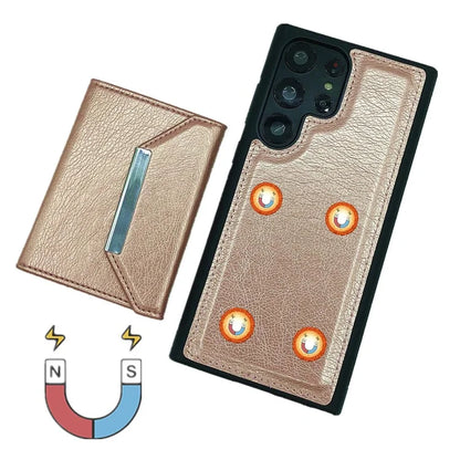For Samsung Galaxy S22 Ultra 5G Kickstand Case PU+TPU Phone Cover with Card Bag