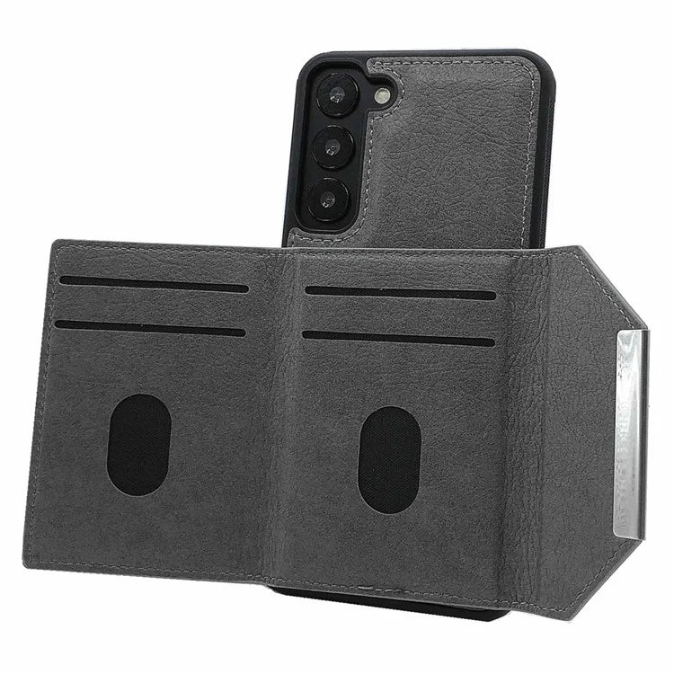 For Samsung Galaxy S23 Case Detachable Leather Back Cover 4 Card Slots Bag