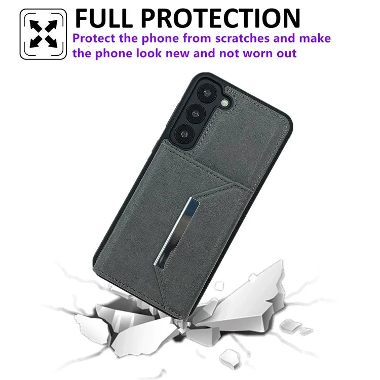 For Samsung Galaxy S23 Case Detachable Leather Back Cover 4 Card Slots Bag
