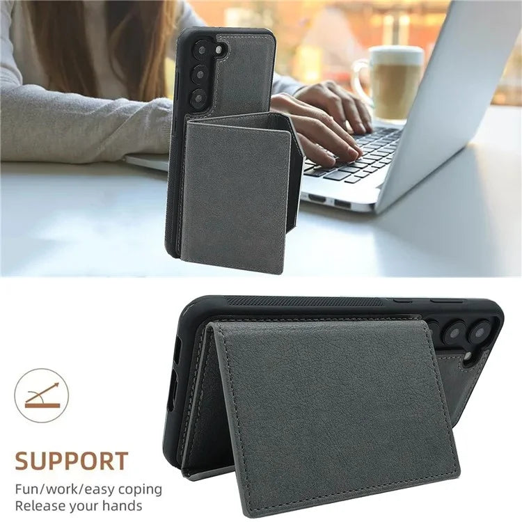 For Samsung Galaxy S23 Case Detachable Leather Back Cover 4 Card Slots Bag