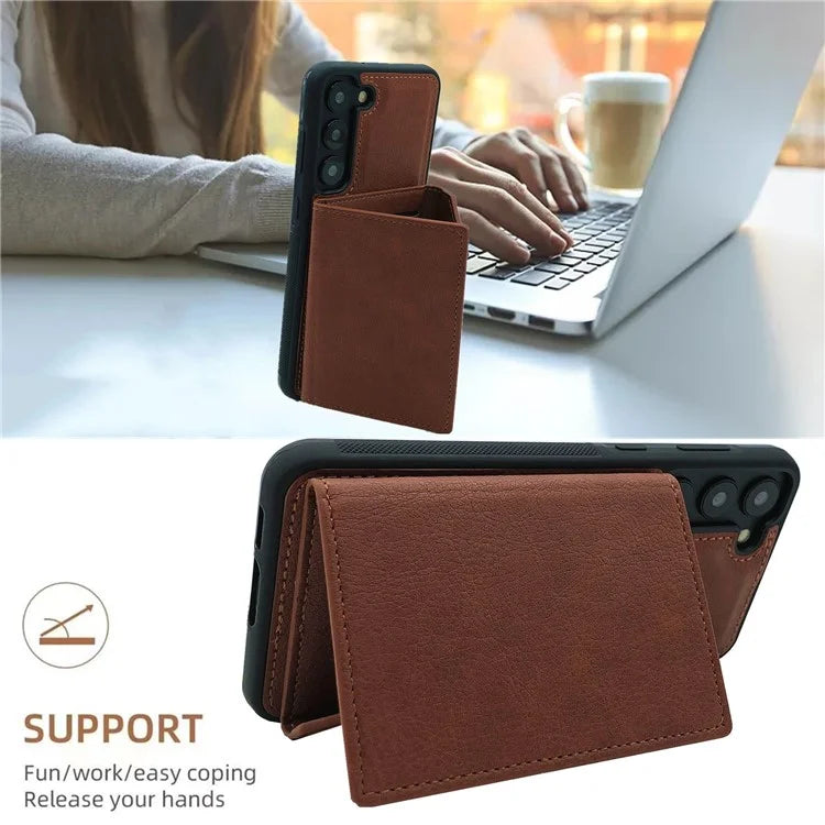 For Samsung Galaxy S23 Case Detachable Leather Back Cover 4 Card Slots Bag
