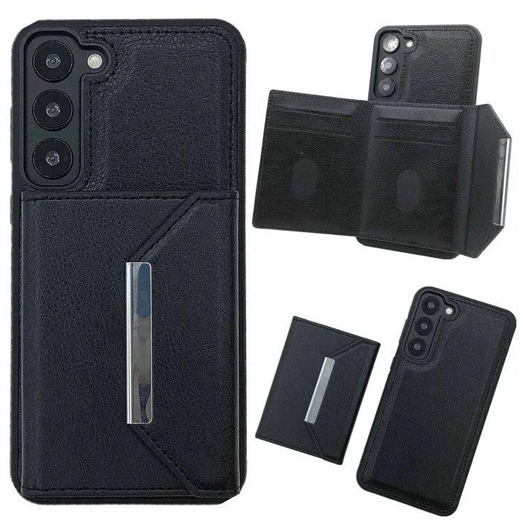 For Samsung Galaxy S23 Case Detachable Leather Back Cover 4 Card Slots Bag