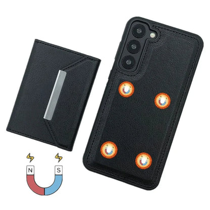 For Samsung Galaxy S23 Case Detachable Leather Back Cover 4 Card Slots Bag