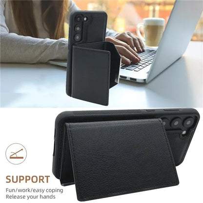For Samsung Galaxy S23 Case Detachable Leather Back Cover 4 Card Slots Bag