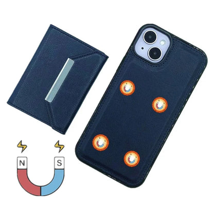 For iPhone 13 Case PU+TPU Kickstand Phone Cover Detachable Card Bag