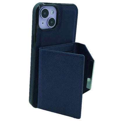 For iPhone 13 Case PU+TPU Kickstand Phone Cover Detachable Card Bag