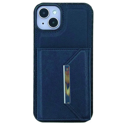 For iPhone 13 Case PU+TPU Kickstand Phone Cover Detachable Card Bag