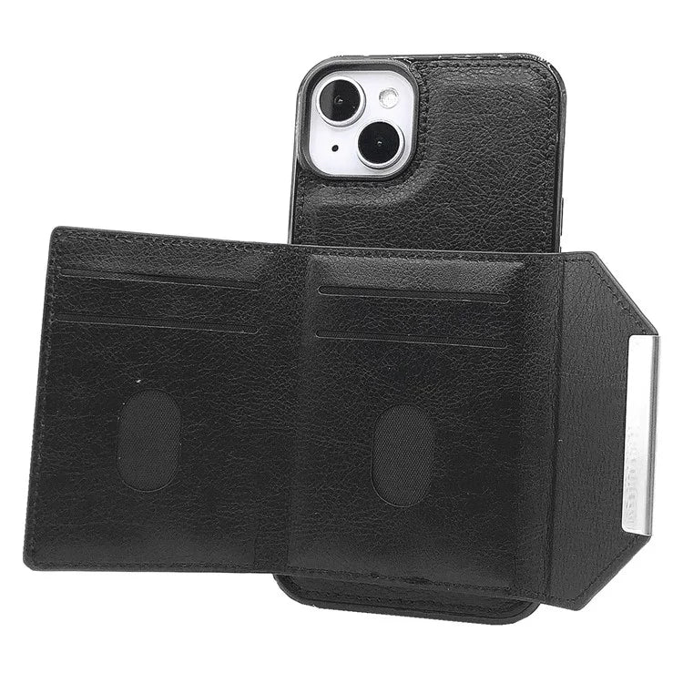 For iPhone 13 Case PU+TPU Kickstand Phone Cover Detachable Card Bag
