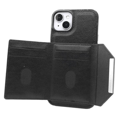For iPhone 13 Case PU+TPU Kickstand Phone Cover Detachable Card Bag