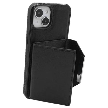 For iPhone 13 Case PU+TPU Kickstand Phone Cover Detachable Card Bag