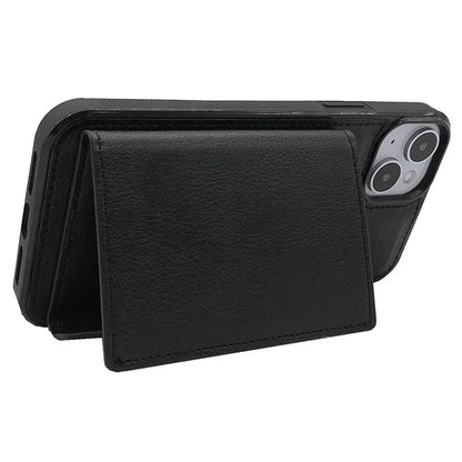 For iPhone 13 Case PU+TPU Kickstand Phone Cover Detachable Card Bag