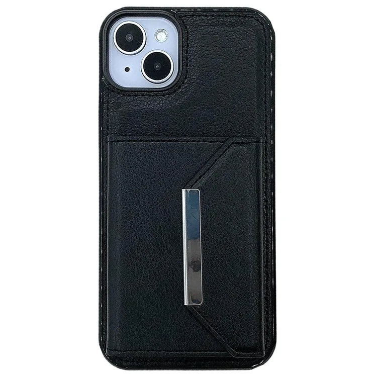 For iPhone 13 Case PU+TPU Kickstand Phone Cover Detachable Card Bag