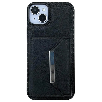 For iPhone 13 Case PU+TPU Kickstand Phone Cover Detachable Card Bag