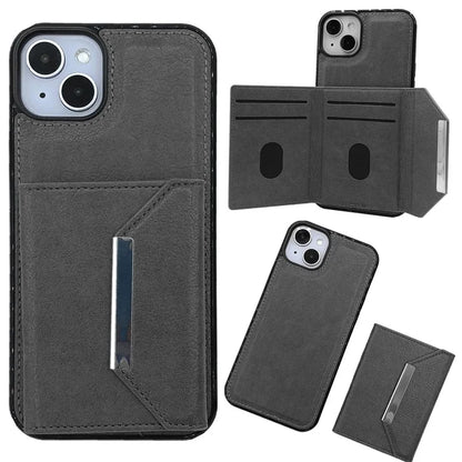 For iPhone 13 Case PU+TPU Kickstand Phone Cover Detachable Card Bag