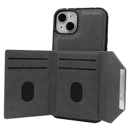 For iPhone 13 Case PU+TPU Kickstand Phone Cover Detachable Card Bag