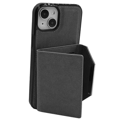 For iPhone 13 Case PU+TPU Kickstand Phone Cover Detachable Card Bag