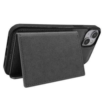 For iPhone 13 Case PU+TPU Kickstand Phone Cover Detachable Card Bag