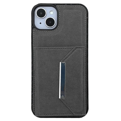 For iPhone 13 Case PU+TPU Kickstand Phone Cover Detachable Card Bag