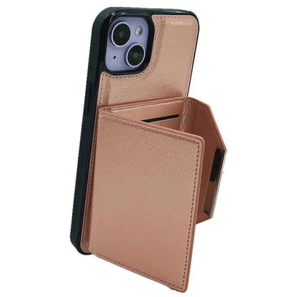 For iPhone 13 Case PU+TPU Kickstand Phone Cover Detachable Card Bag