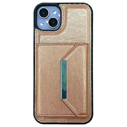 For iPhone 13 Case PU+TPU Kickstand Phone Cover Detachable Card Bag