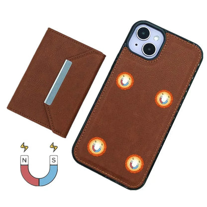 For iPhone 13 Case PU+TPU Kickstand Phone Cover Detachable Card Bag