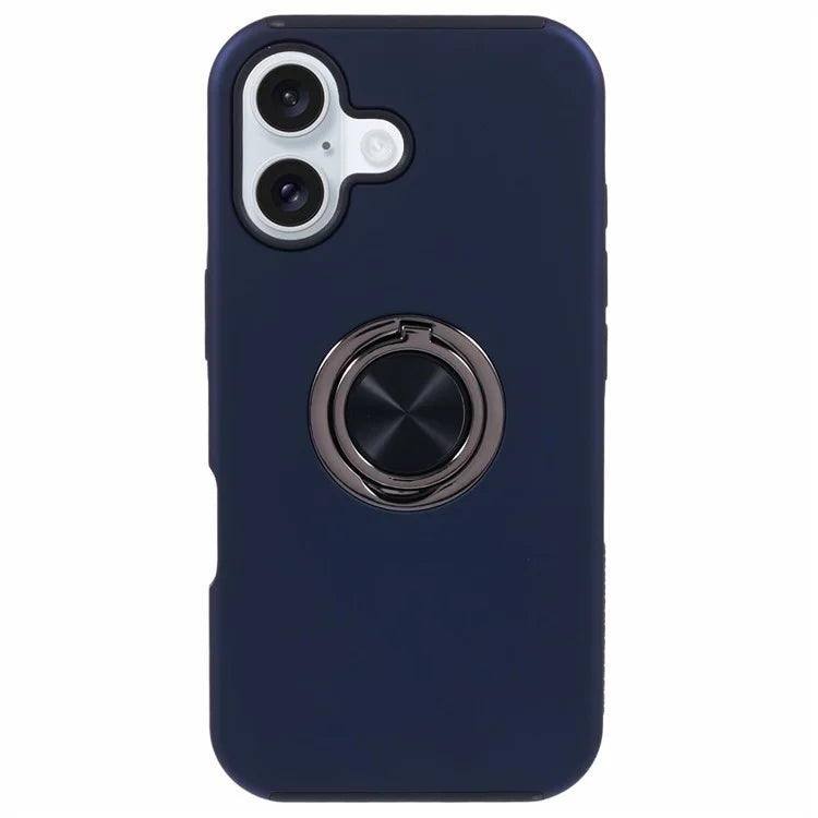 For iPhone 16 Case Anti-Drop PC+TPU Protective Cover with Rotary Kickstand