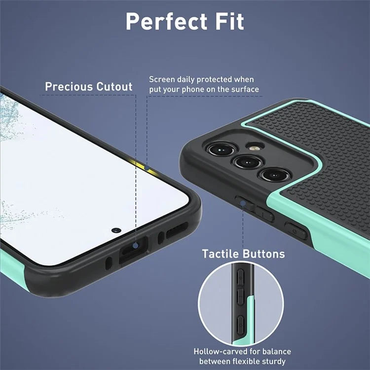 For Samsung Galaxy A54 5G Case Football Texture PC+TPU Drop-proof Phone Cover+Purple