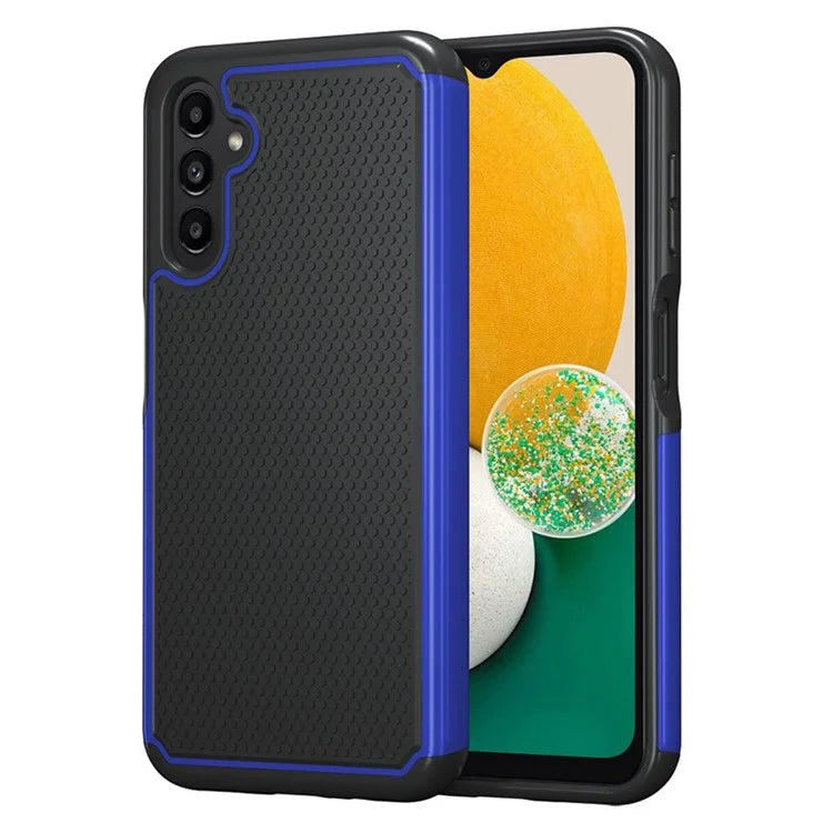 For Samsung Galaxy A14 5G Case Football Texture PC+TPU Mobile Phone Back Cover+Dark Blue
