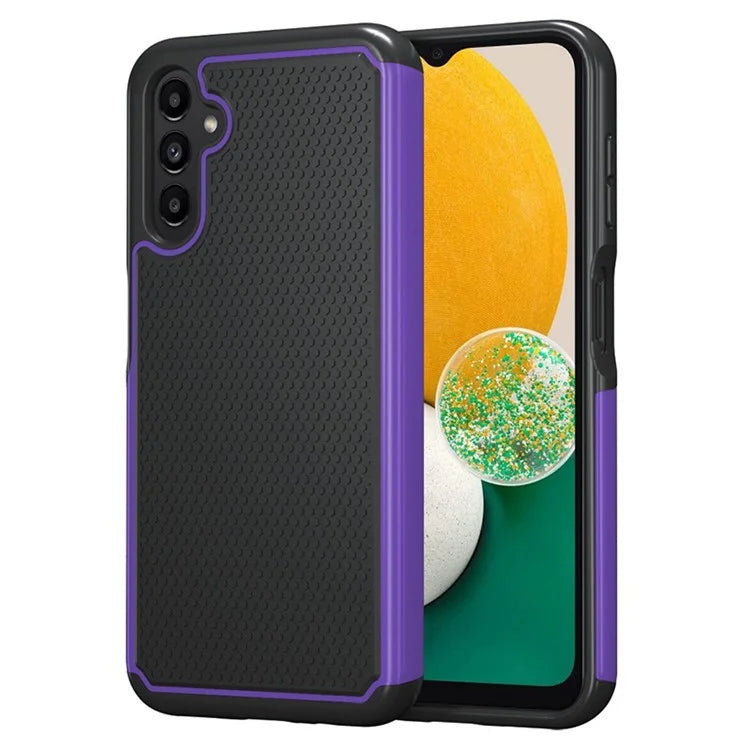 For Samsung Galaxy A14 5G Case Football Texture PC+TPU Mobile Phone Back Cover+Purple