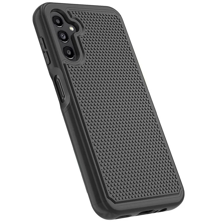 For Samsung Galaxy A14 5G Case Football Texture PC+TPU Mobile Phone Back Cover+Purple