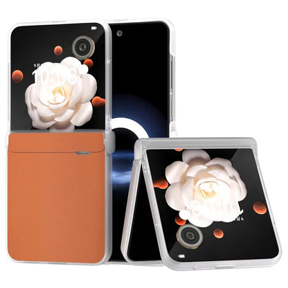 For Honor Magic V Flip 5G Case Hinge Protection Leather+PC Phone Cover Matte Edge