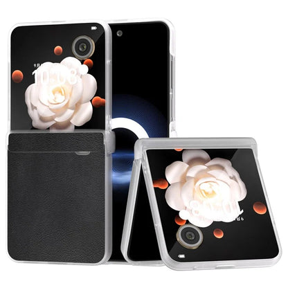 For Honor Magic V Flip 5G Case Hinge Protection Leather+PC Phone Cover Matte Edge