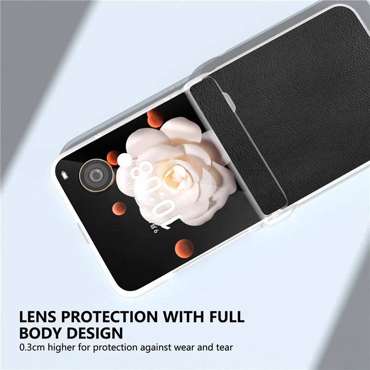 For Honor Magic V Flip 5G Case Hinge Protection Leather+PC Phone Cover Matte Edge
