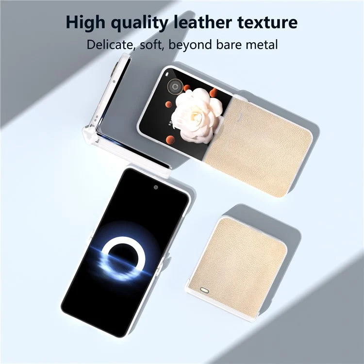 For Honor Magic V Flip 5G Case Hinge Protection Leather+PC Phone Cover Matte Edge
