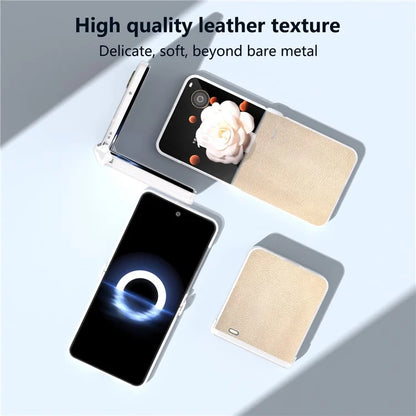 For Honor Magic V Flip 5G Case Hinge Protection Leather+PC Phone Cover Matte Edge