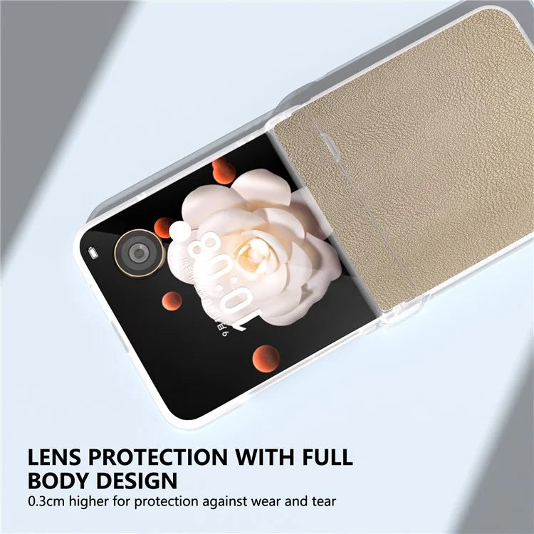 For Honor Magic V Flip 5G Case Hinge Protection Leather+PC Phone Cover Matte Edge
