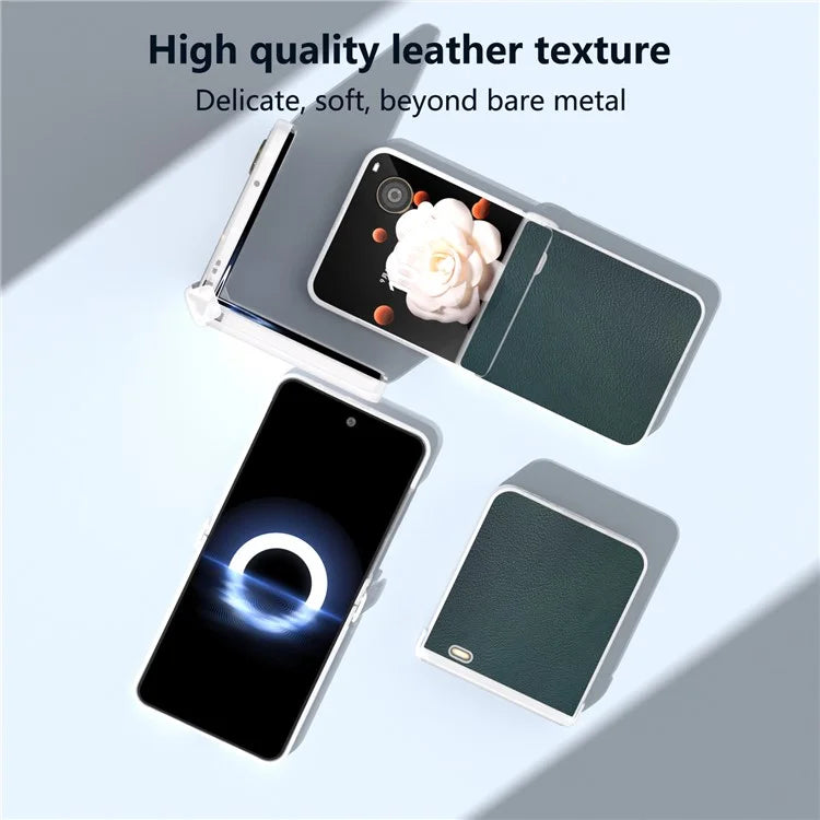 For Honor Magic V Flip 5G Case Hinge Protection Leather+PC Phone Cover Matte Edge