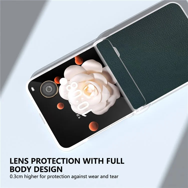 For Honor Magic V Flip 5G Case Hinge Protection Leather+PC Phone Cover Matte Edge