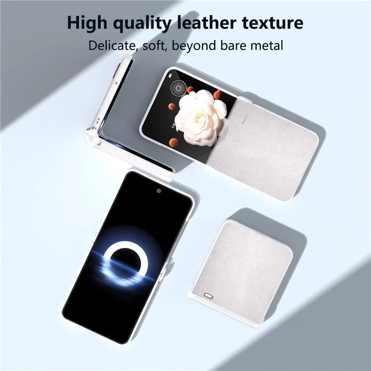 For Honor Magic V Flip 5G Case Hinge Protection Leather+PC Phone Cover Matte Edge