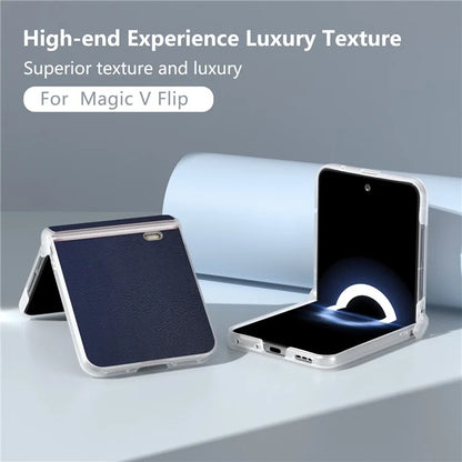 For Honor Magic V Flip 5G Case Hinge Protection Leather+PC Phone Cover Matte Edge