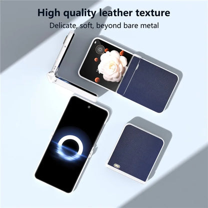For Honor Magic V Flip 5G Case Hinge Protection Leather+PC Phone Cover Matte Edge