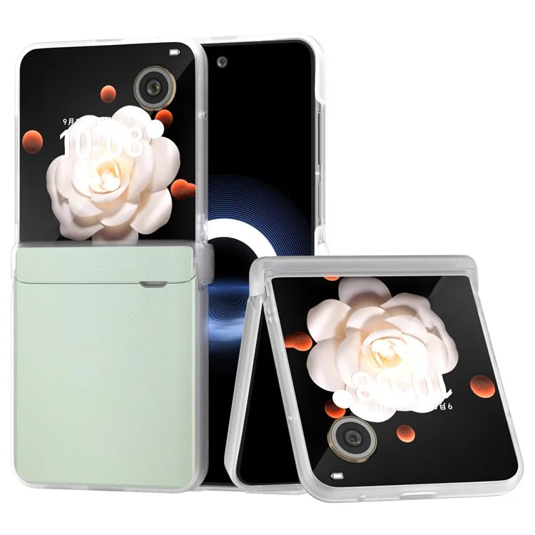 For Honor Magic V Flip 5G Case Hinge Protection Leather+PC Phone Cover Matte Edge