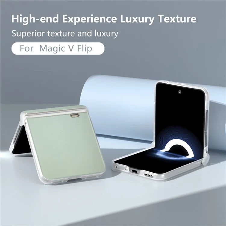 For Honor Magic V Flip 5G Case Hinge Protection Leather+PC Phone Cover Matte Edge