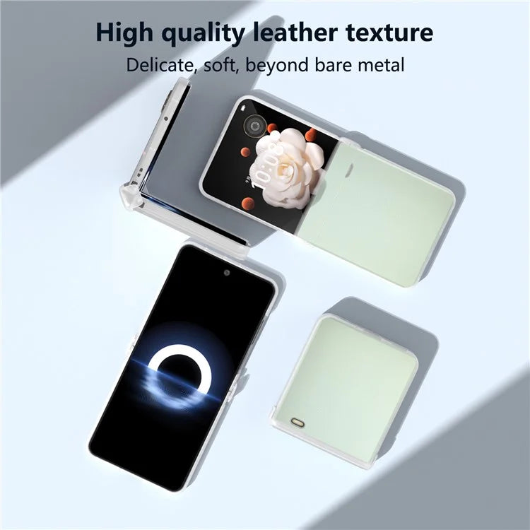 For Honor Magic V Flip 5G Case Hinge Protection Leather+PC Phone Cover Matte Edge