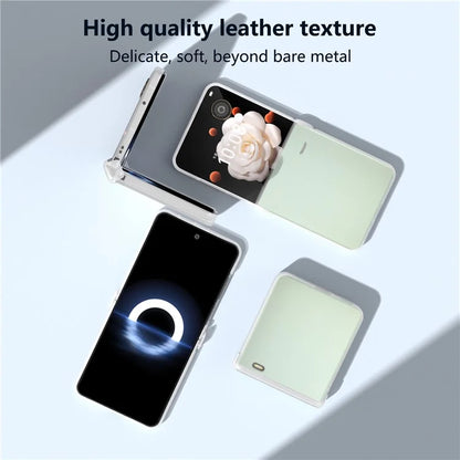 For Honor Magic V Flip 5G Case Hinge Protection Leather+PC Phone Cover Matte Edge