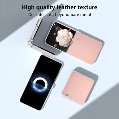 For Honor Magic V Flip 5G Case Hinge Protection Leather+PC Phone Cover Matte Edge